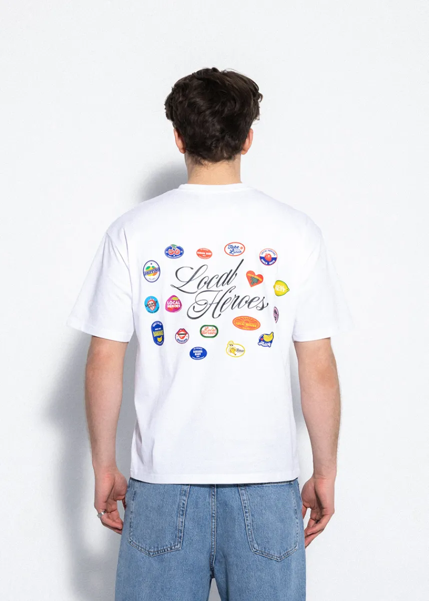 LOCAL HEROES BIAŁY T-SHIRT STICKER