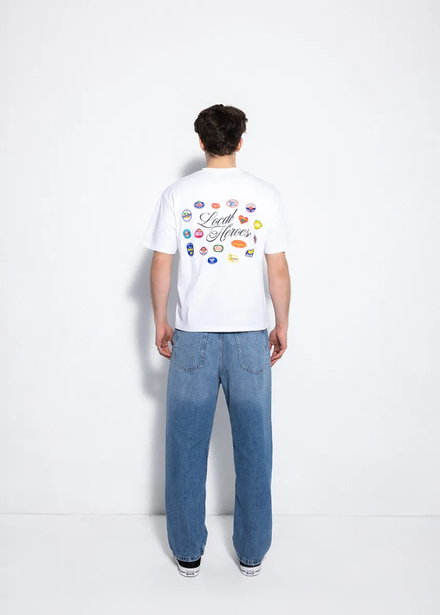 LOCAL HEROES BIAŁY T-SHIRT STICKER