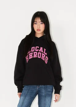 LOCAL HEROES BLUZA AURA CZARNA Z RÓZOWO-CZERWONYM NAPISEM