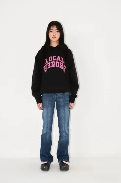 LOCAL HEROES BLUZA AURA CZARNA Z RÓZOWO-CZERWONYM NAPISEM