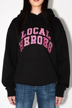 LOCAL HEROES BLUZA AURA CZARNA Z RÓZOWO-CZERWONYM NAPISEM