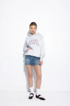 LOCAL HEROES BLUZA AURA RHINESTONES LIGHT GREY