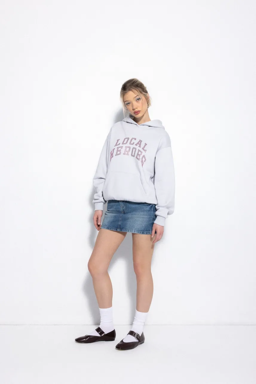 LOCAL HEROES BLUZA AURA RHINESTONES LIGHT GREY