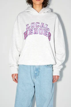 LOCAL HEROES BLUZA AURA SZARA Z RÓZOWO-LAWENDOWYM NAPISEM