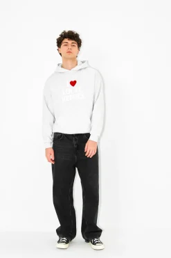 LOCAL HEROES BLUZA I HEART LH BROKATOWA SZARA