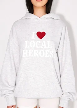 LOCAL HEROES BLUZA I HEART LH BROKATOWA SZARA