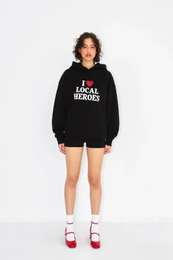 LOCAL HEROES BLUZA I HEART LH BROKATOWA CZARNA