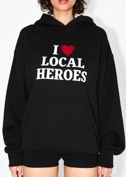 LOCAL HEROES BLUZA I HEART LH BROKATOWA CZARNA