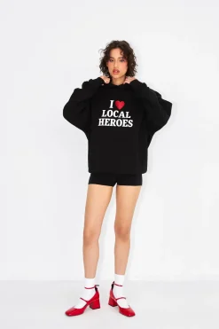 LOCAL HEROES BLUZA I HEART LH BROKATOWA CZARNA