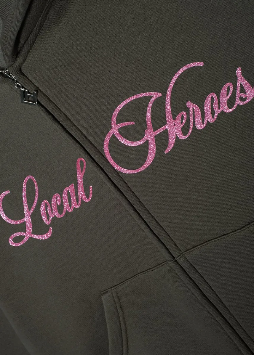 LOCAL HEROES BLUZA ROZPINANA BLUSH GLITTER CIEMNOZIELONA