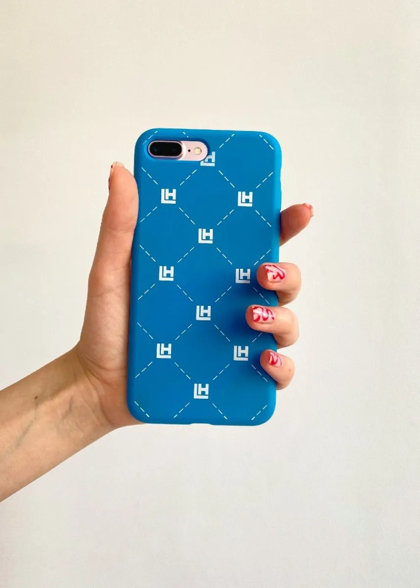 LOCAL HEROES ETUI MONOGRAM NIEBIESKO-BIAŁE